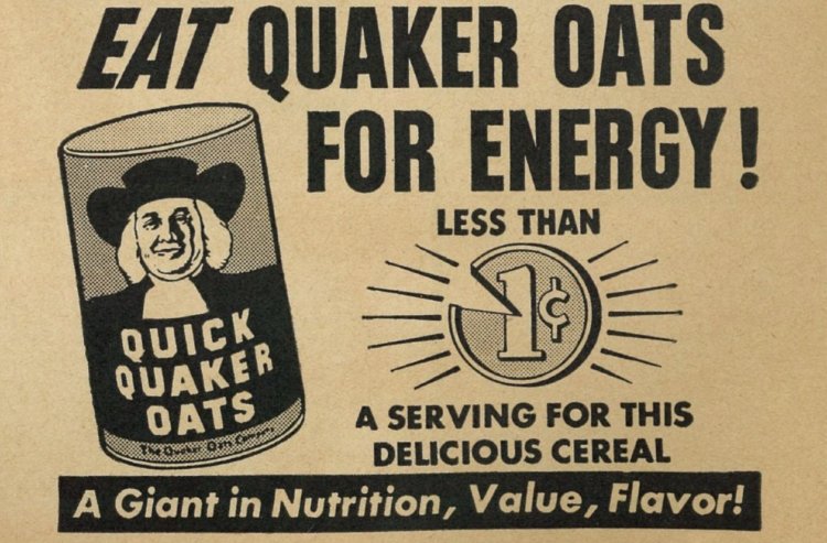 Радиоактивные элементы в еде. Реклама овсянки Quaker Oats. Источник изображения: smithsonianmag.com. Фото.