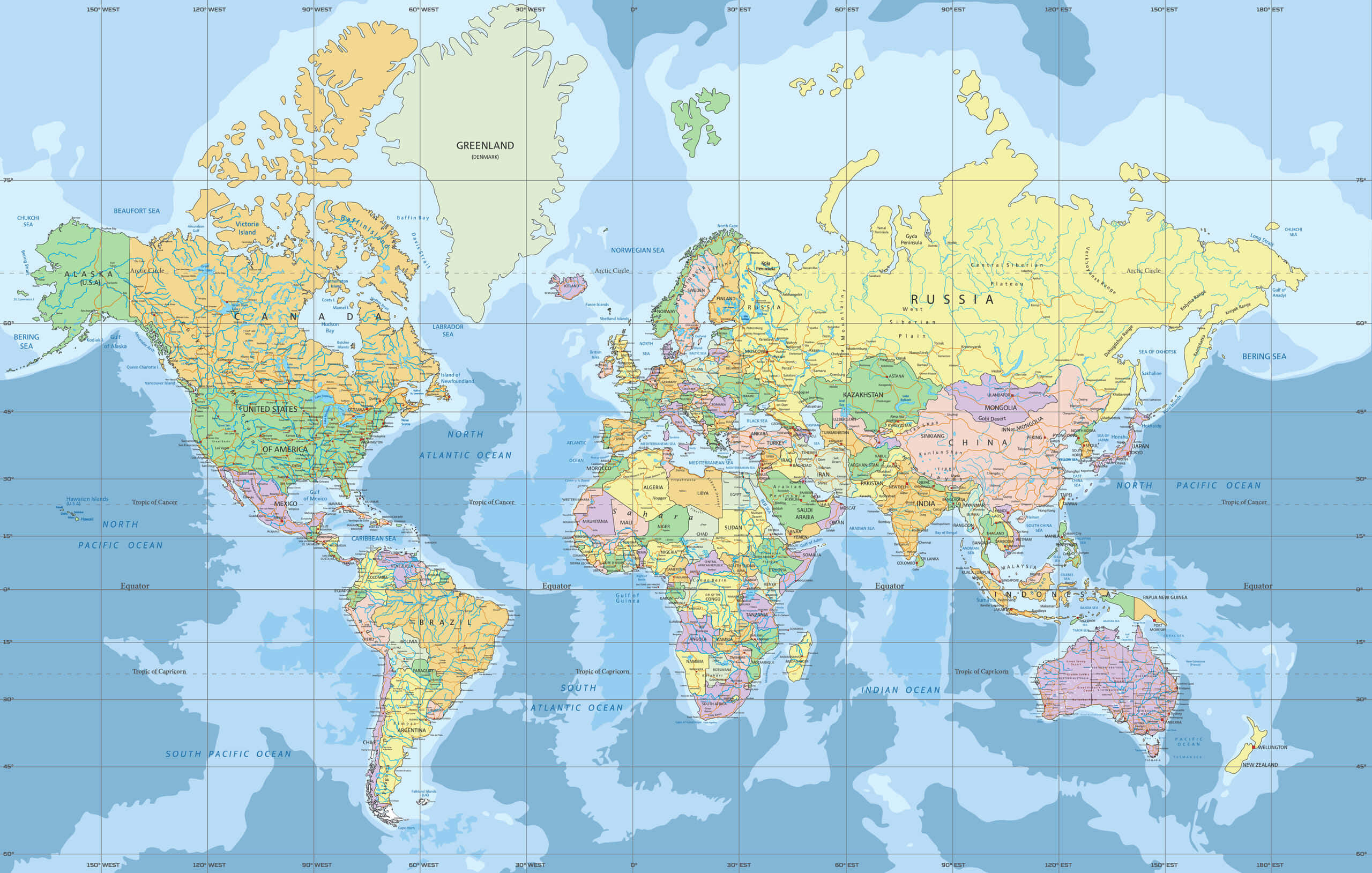 Почему привычная карта мира обманывает наше восприятие. Карта мира в проекции Меркатора. Источник изображения: exploitsdownload.com. Фото.