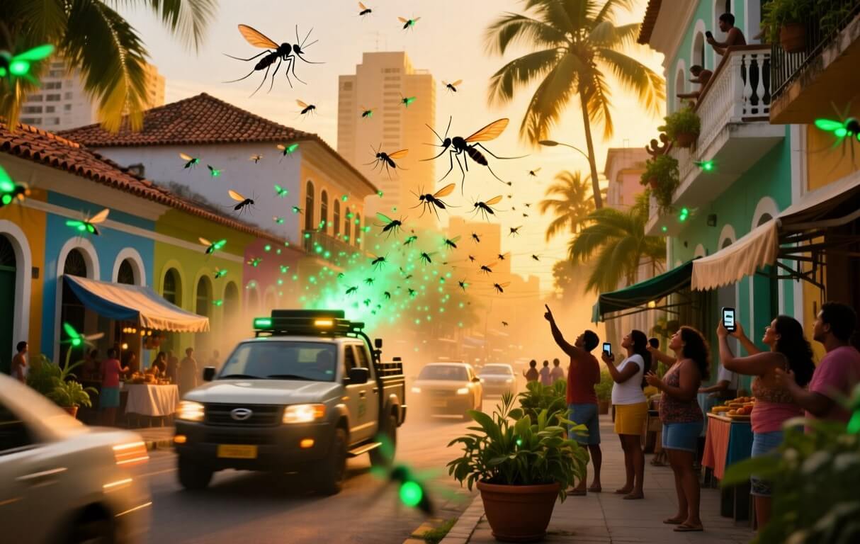 Лучшая вакцина против денге. «Тюнингованных» комаров выпускают из машин. Фото.