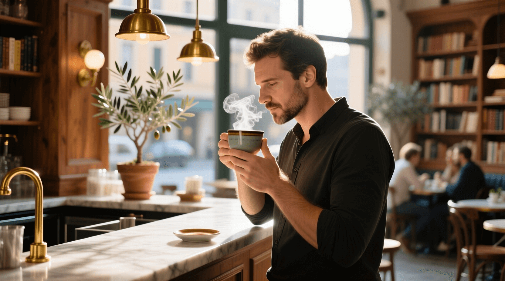 Не стоит пить кофе рано утром. Фото.