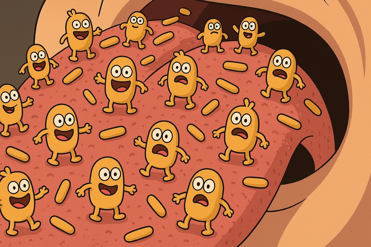 После чистки зубов, на языке все равно остаются бактерии, и от них тоже нужно избавляться. Фото.