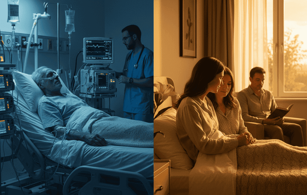 Смерть дома, среди близких: альтернатива больничной палате. Врачи редко хотят умирать в реанимации. Для них важно окружение семьи и привычная обстановка, а не аппараты и стерильные стены. Фото.