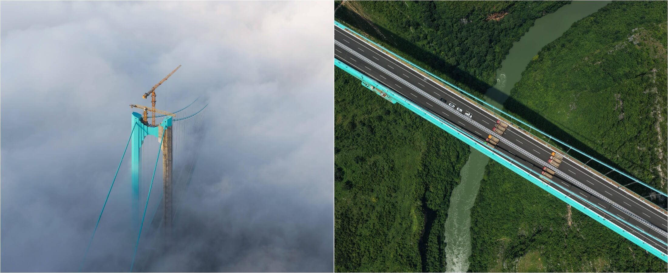 Чем уникален мост через каньон Хуацзян. Строительство подвесного моста Хуацзян–Каньон началось в январе 2022 года. Источник изображений: vokrugsveta.ru. Фото.