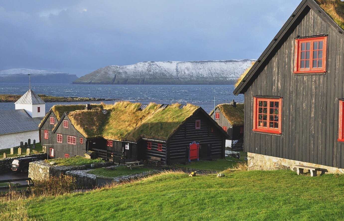 Фарерские острова в Дании. Дома на Фарерских островах. Источник фотографии: wikipedia.org. Фото.