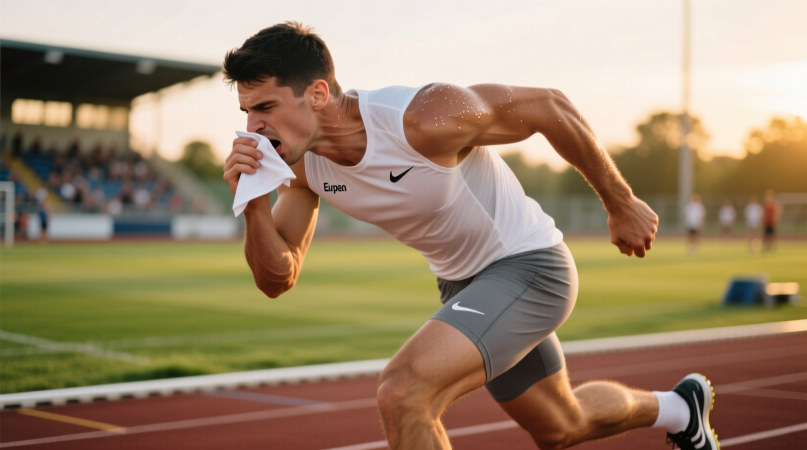 Насморк и проблемы с глазами. Спортсмены иногда сталкиваются с насморком. Фото.