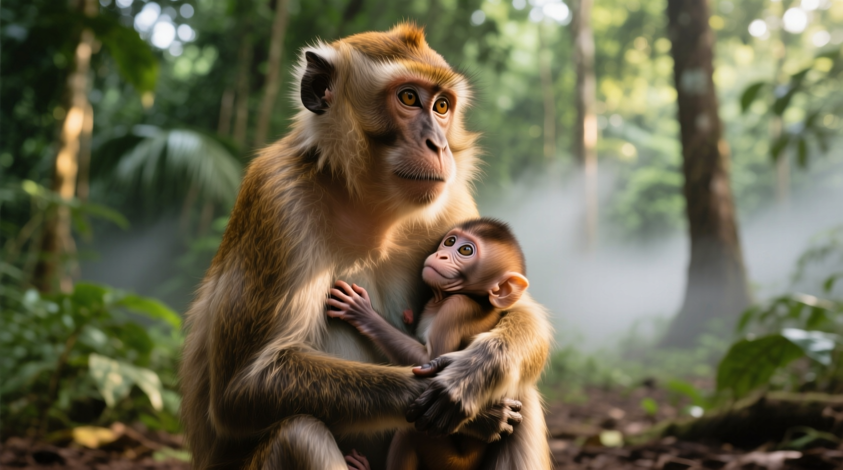 Роль родительской заботы. Воспитание потомтства эволюционно продлило жизнь приматам. Фото.