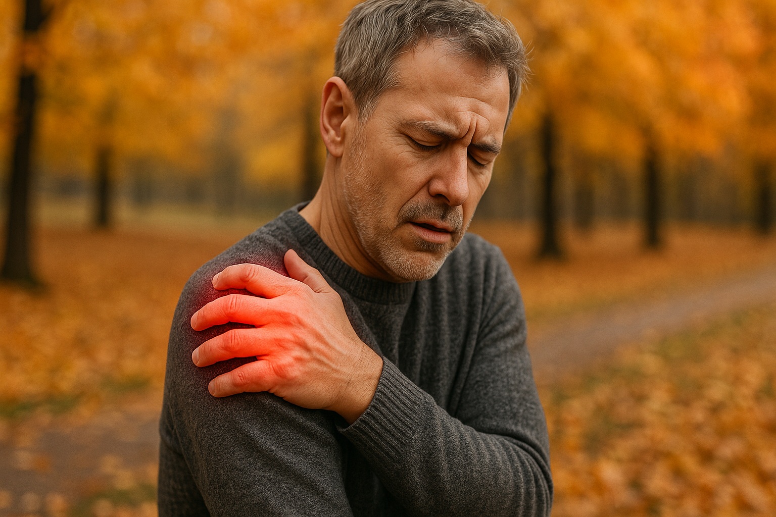 Люди с травмами суставов чувствуют боль сильнее в прохладные осенние дни. Фото.