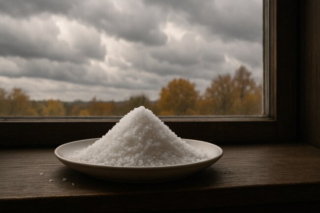 Почему осенью и зимой люди ставят на подоконник тарелку с солью. Почему осенью и зимой люди ставят на подоконник тарелку с солью. Фото.