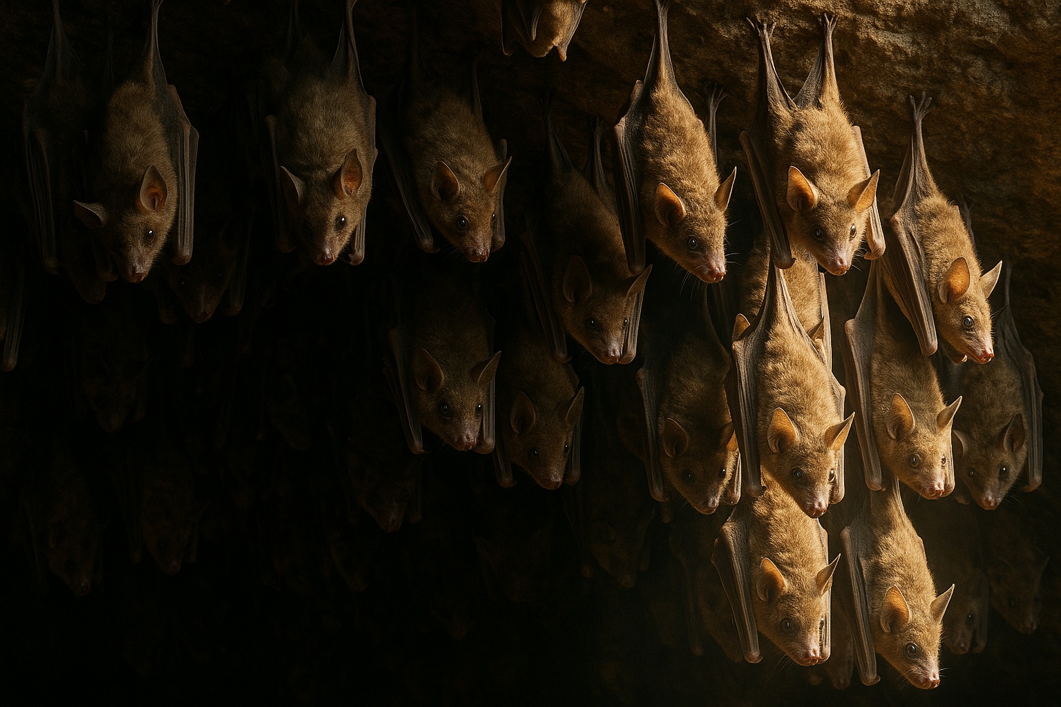 Как летучие мыши распространяют болезни. Большие колонии и тесный контакт способствуют распространению патогенов среди мышей. Фото.