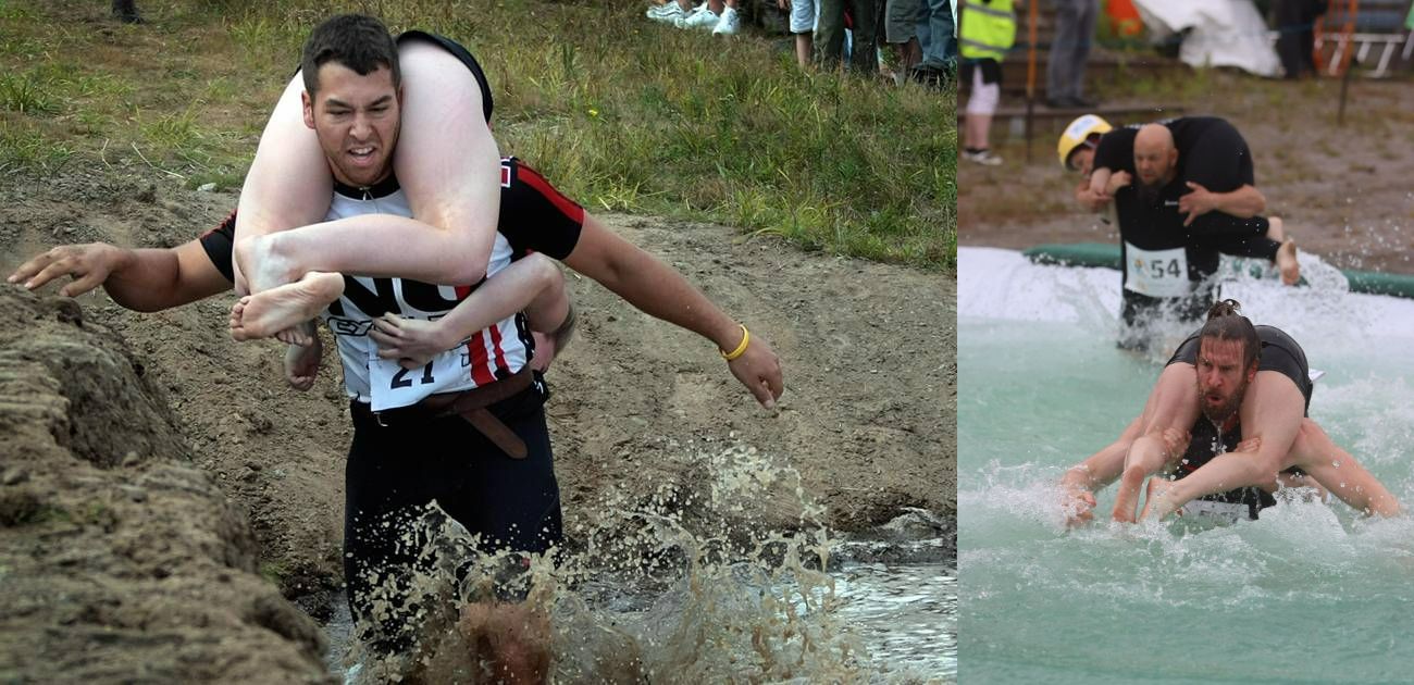 Чемпионат по ношению жён. Источники изображений: radiostudent.si, igrosam.ru. Фото.
