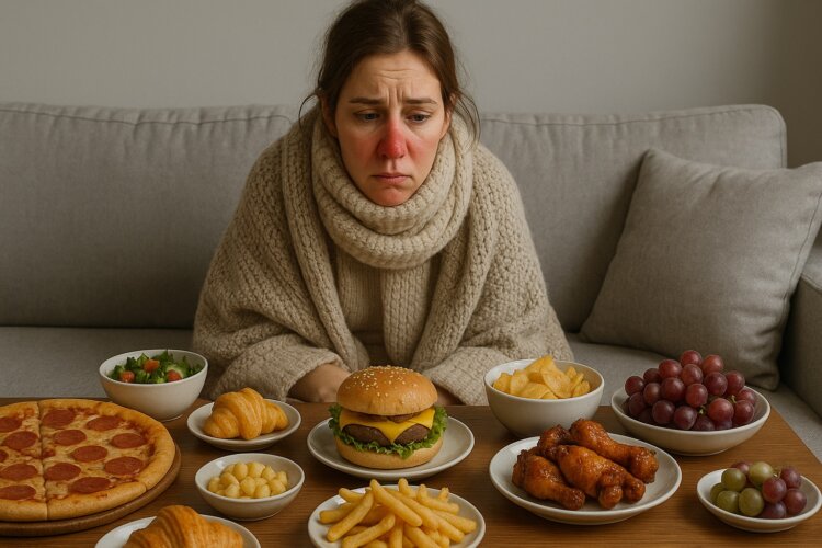 5 продуктов, которые помогут быстрее справиться с простудой. Во время простуды лучше не есть сладкое, потому что в такой среде активно размножаются бактерии. Фото.