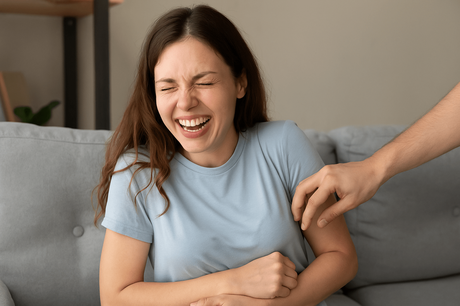 Зачем нам щекотка с точки зрения эволюции. По одной теории, смех служит для разрядки: изначально щекотка пугает, однако мозг даёт «отбой», поскольку онаа не предполагает опасности. А есть мнение, что щекотка стимулирует гипоталамус — область мозга, отвечающую за эмоции и другие реакции. Фото.