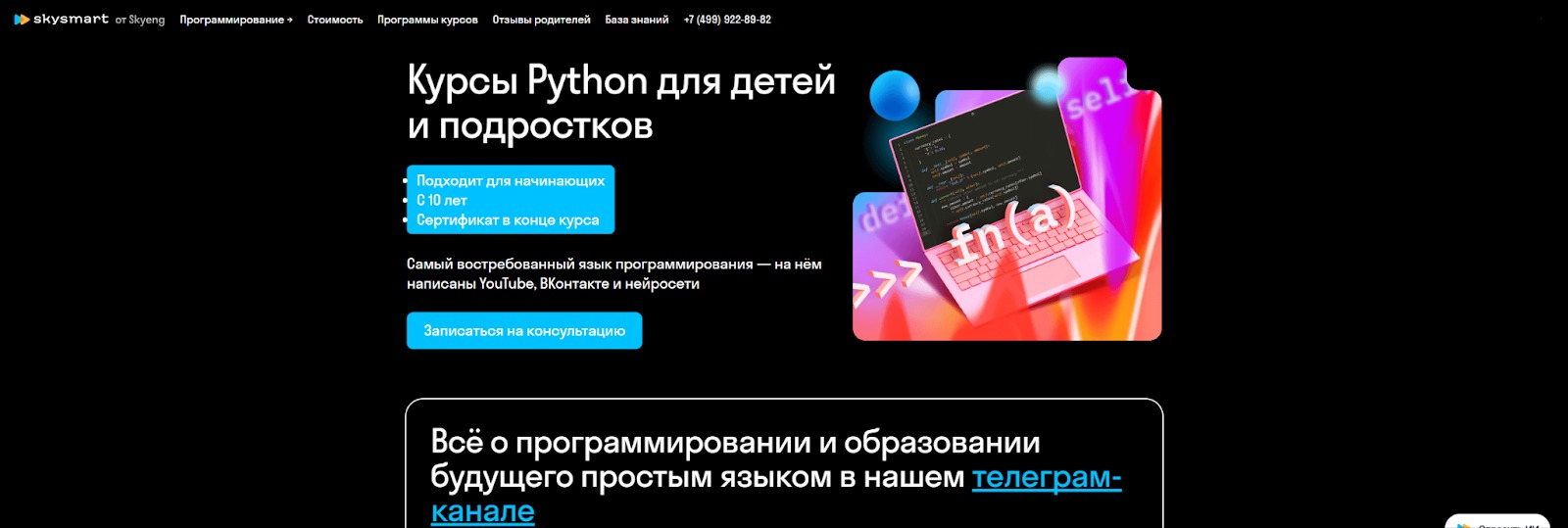 Курс по Python — Skysmart Pro. Слышали про SkyEng? Это то же самое, только для программистов. Фото.