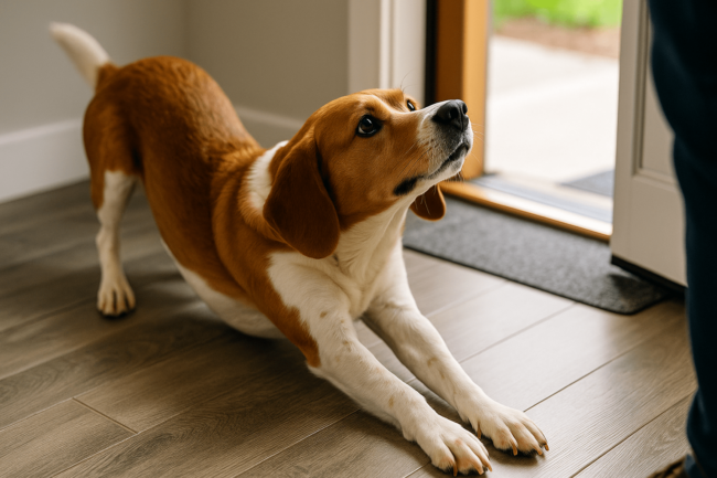 Почему собака потягивается при встрече? Вот что она на самом деле говорит вам. Фото.
