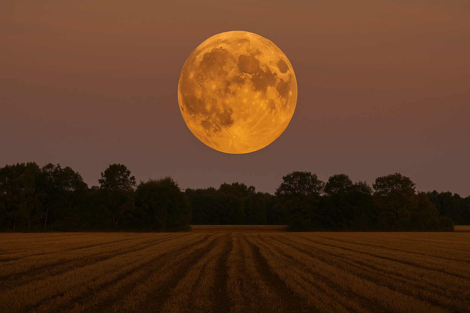 Почему полнолуние в октябре 2025 называется Урожайной Луной. Урожайная Луна — это полнолуние, ближайшее к осеннему равноденствию. Фото.