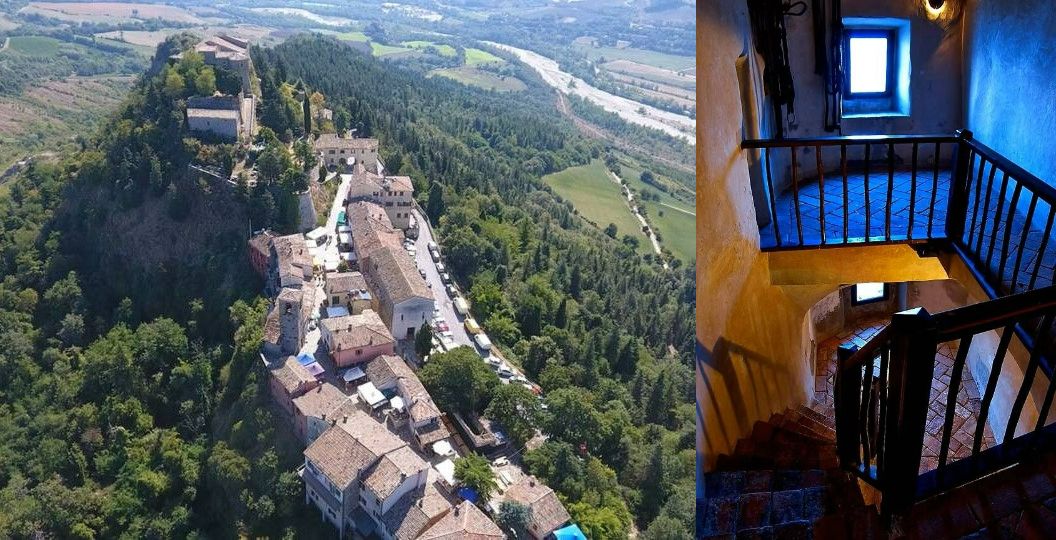 Вид с воздуха на замок Кастелло-ди-Монтебелло. Исследователи паранормальных явлений сообщали, что в стенах замка был зафиксирован детский плач. Источник изображений: allthatsinteresting.com. Фото.