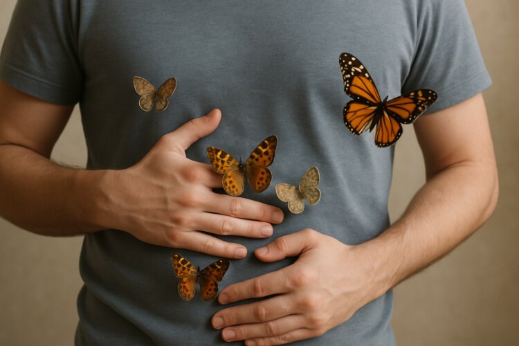Почему возникает чувство бабочек в животе? Чувство «бабочек в животе» возникает из-за тесной связи между мозгом и кишечником. Фото.