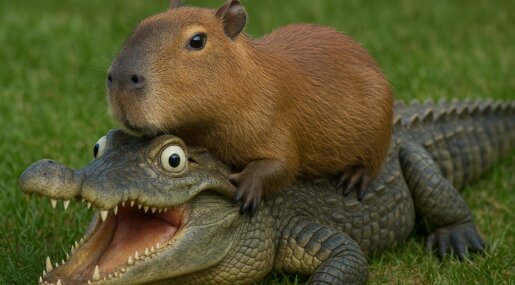 Почему крокодилы не едят капибар? Фото.