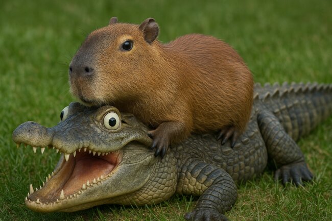 Почему крокодилы не едят капибар? Фото.