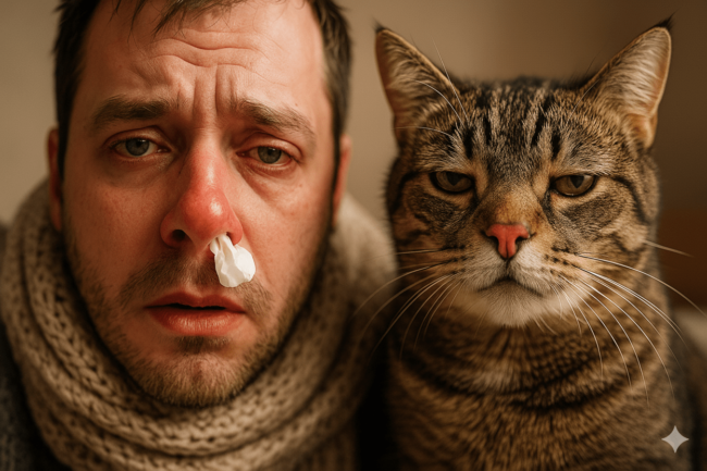 Могут ли кошки заразиться простудой от человека? Фото.