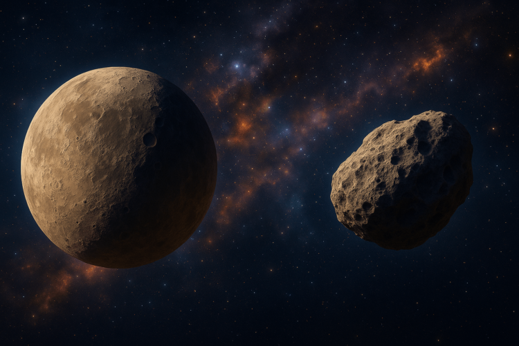 Чем отличаются карликовые планеты и астероиды. Карликовая планета и астероид от ИИ. Чем отличаются карликовые планеты и астероиды. Карликовая планета и астероид от ИИ. Фото.