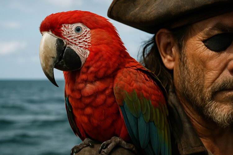 Попугай на плече пирата. Почему именно попугаи? А потому что они самые экзотические! Фото.