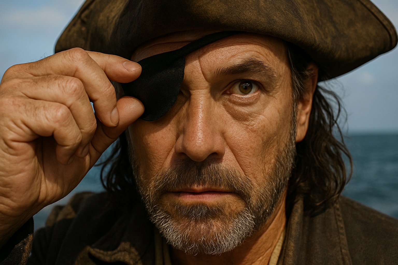 Под повязкой зачастую находился вполне здоровый глаз. Фото.