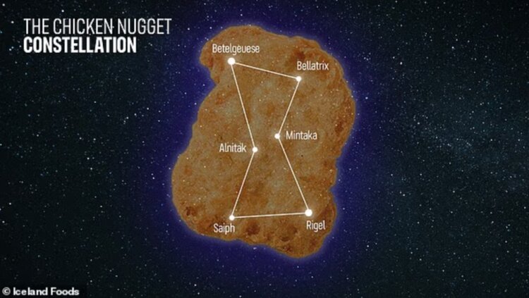 Созвездия с названиями еды. Созвездие куриного наггетса. Источник изображения: dailymail.co.uk. Фото.