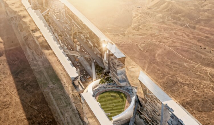 Город-линия The Line в Саудовской Аравии. В идеале, город The Line должен бы выглядеть так. Источник изображения: sh-liangxin.com. Фото.