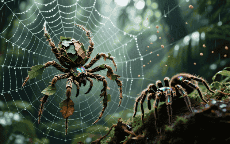 Эти хитрые пауки создают копии самих себя для выживания. Моделирование самого себя, помогает некоторым паукам выживать. Фото.