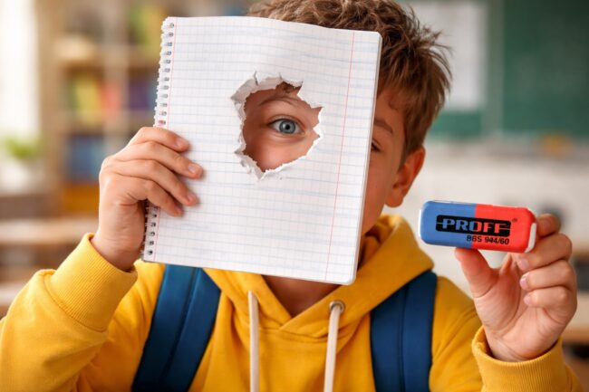 Для чего нужна синяя сторона ластика? Фото.