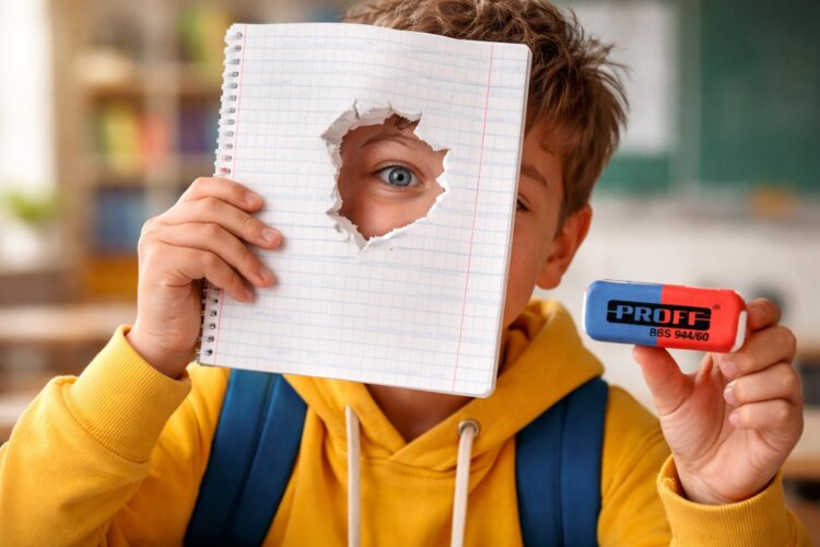 Для чего нужна синяя сторона ластика? Удивительно, но синяя сторона ластика не стирает ручку. Фото.