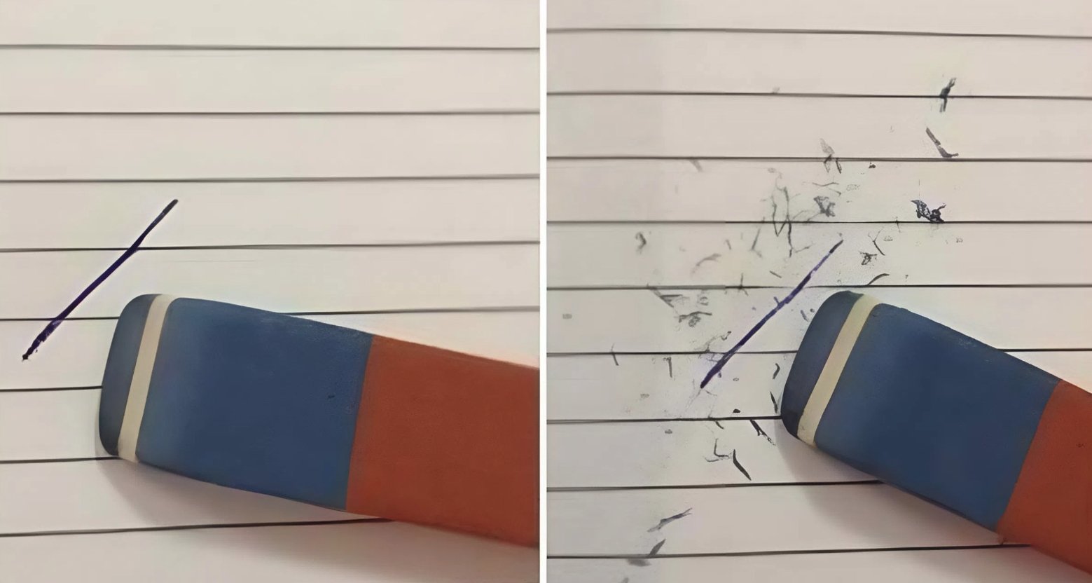 Стереть ручку ластиком не получится даже при большом желании. Фото.