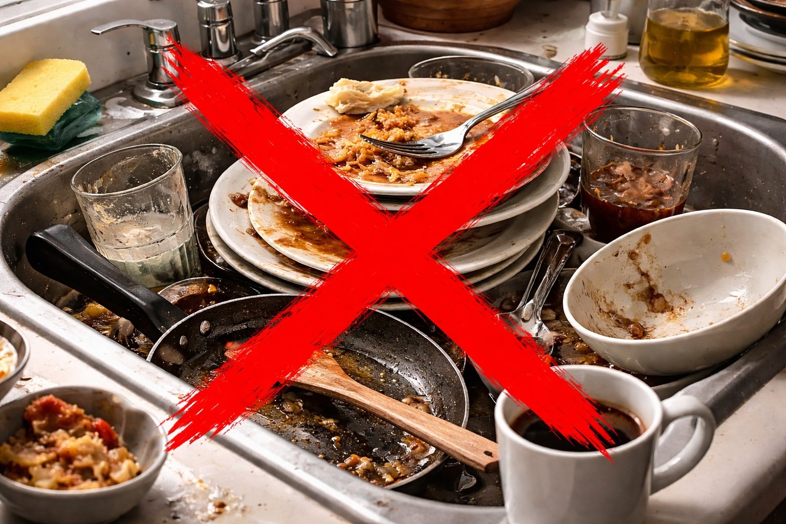 Почему нельзя оставлять посуду в раковине на ночь