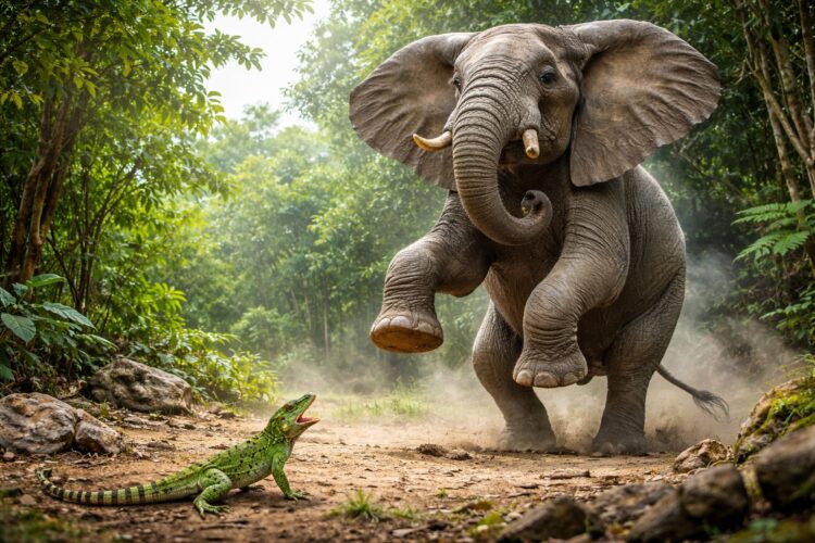 Почему слоны отскакивают от мышей. С таким же успехом можно сказать, что слоны боятся ящериц. Фото.