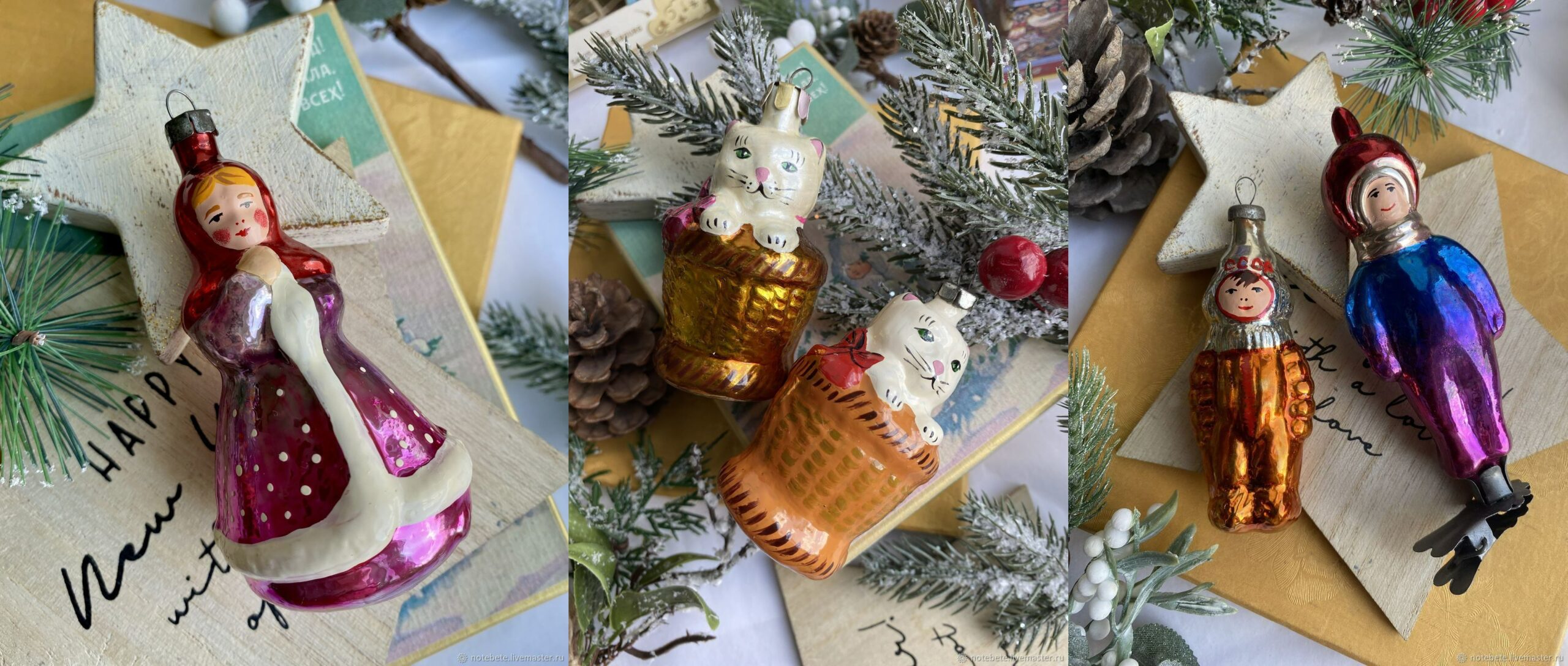 Как делали ёлочные игрушки в СССР: стекло и ручная роспись. Только посмотрите на эту красоту! Источник изображений: livemaster.ru. Фото.