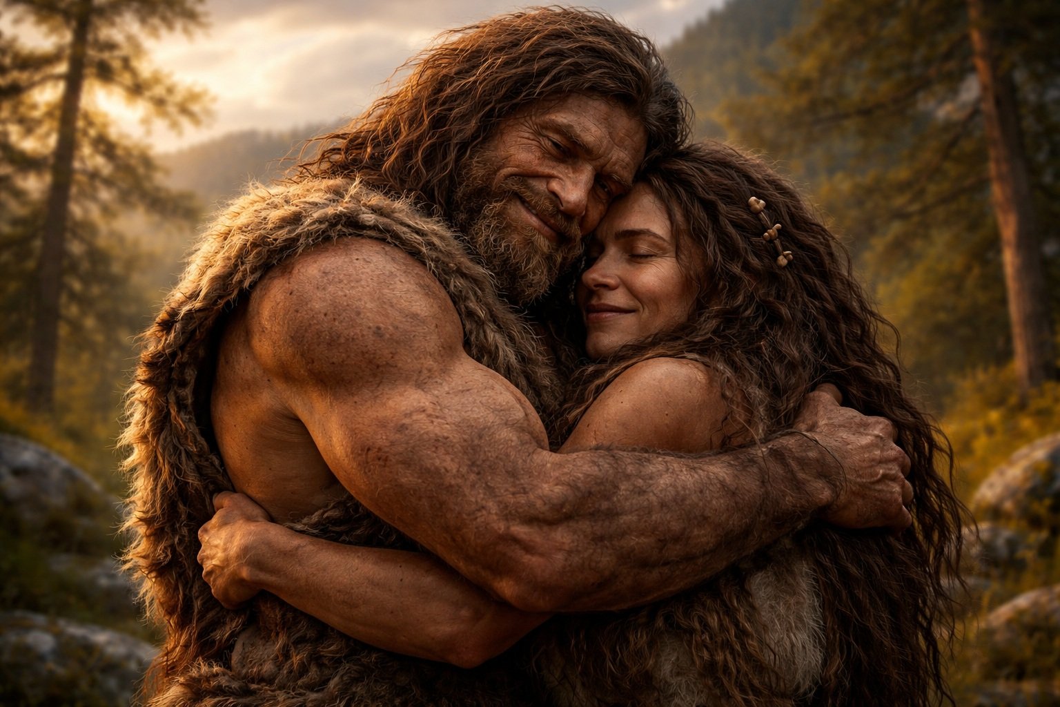 Тепло дает нам чувство безопасности. Не исключено, что объятия существовали еще во времена древних людей. Фото.