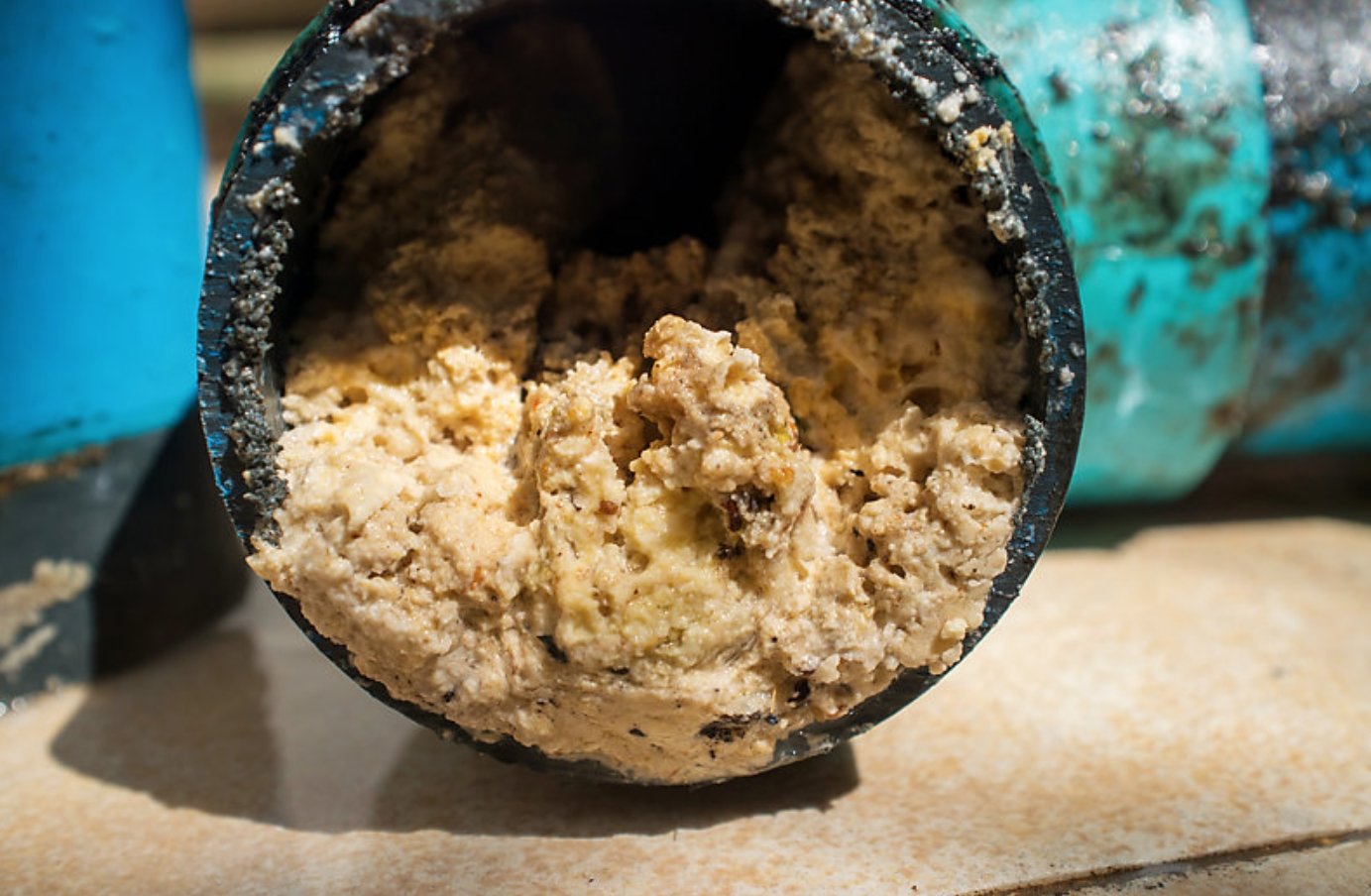 Из жира в трубах могут образовываться такие пробки. Источник изображения: iso.org. Фото.