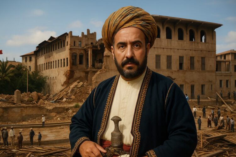 Какой была самая короткая война в истории длительностью 38 минут. Султан Халид ибн Баргаш на фоне разрушенного дворца. Фото.