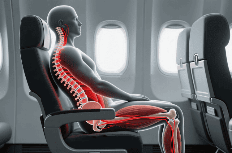 Дискомфорт при перелетах. Места в самолете не сделаны почти без учета анатомии. Фото.