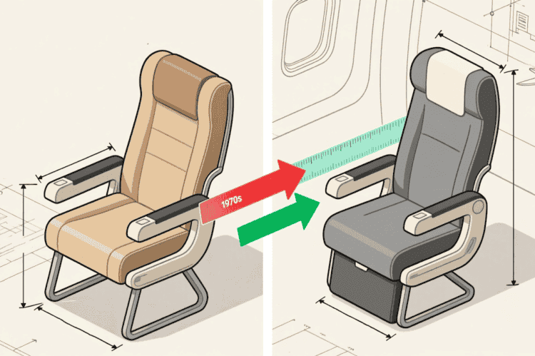 Чем опасны неудобные кресла в самолете. С годами кресла стали менее комфортными. Фото.