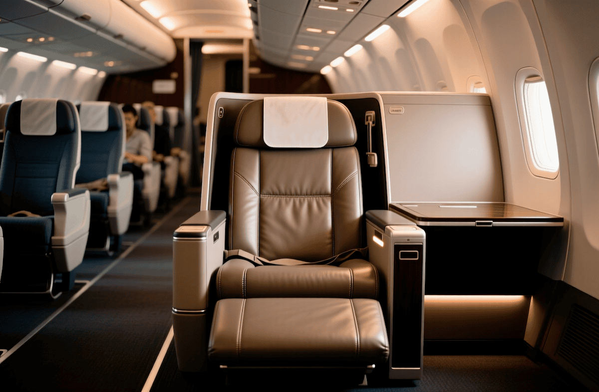 Самые дорогие билеты и вовсе позволяют летать лежа. Фото.