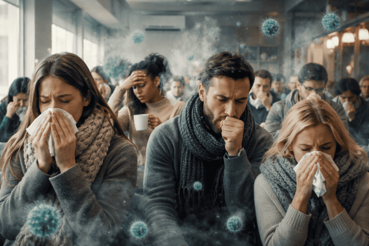 Почему зимой мы чаще заражаемся: скученность и плохая вентиляция. Скученность в помещениях + редкое проветривание — один из ключевых факторов роста заражаемости зимой. Почему зимой мы чаще заражаемся: скученность и плохая вентиляция. Скученность в помещениях + редкое проветривание — один из ключевых факторов роста заражаемости зимой. Фото.
