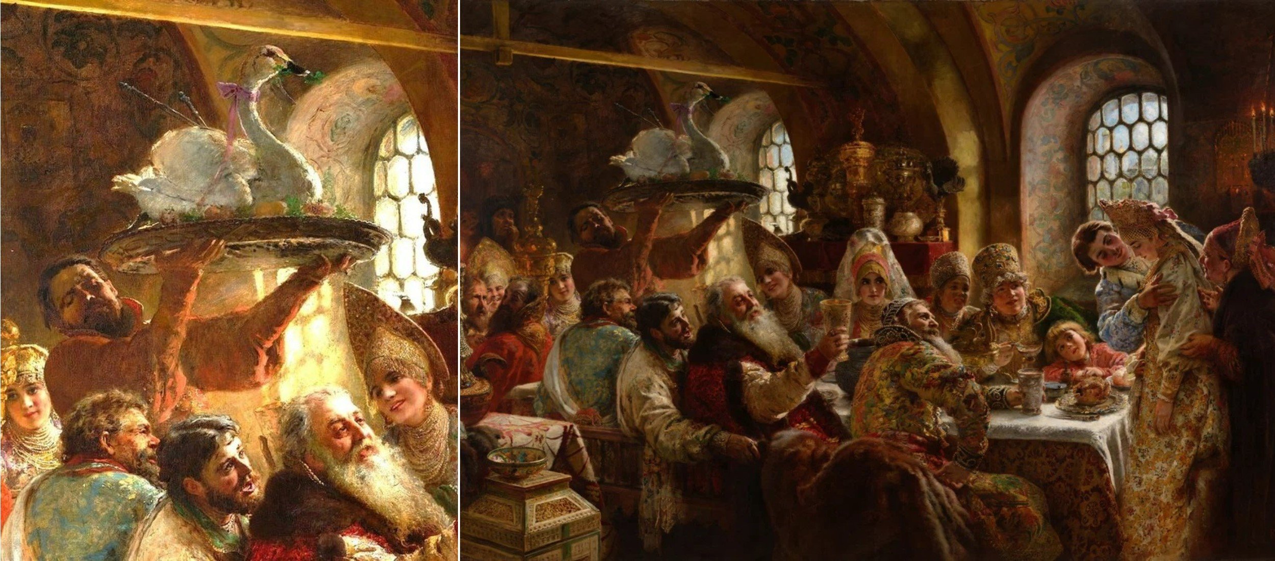 Почему лебедей больше не едят: исторические причины и современные запреты. Картина «Боярский свадебный пир», художник Константин Маковский, 1883 год. Источники изображений: dzen.ru, ru.wikipedia.org. Почему лебедей больше не едят: исторические причины и современные запреты. Картина «Боярский свадебный пир», художник Константин Маковский, 1883 год. Источники изображений: dzen.ru, ru.wikipedia.org. Фото.