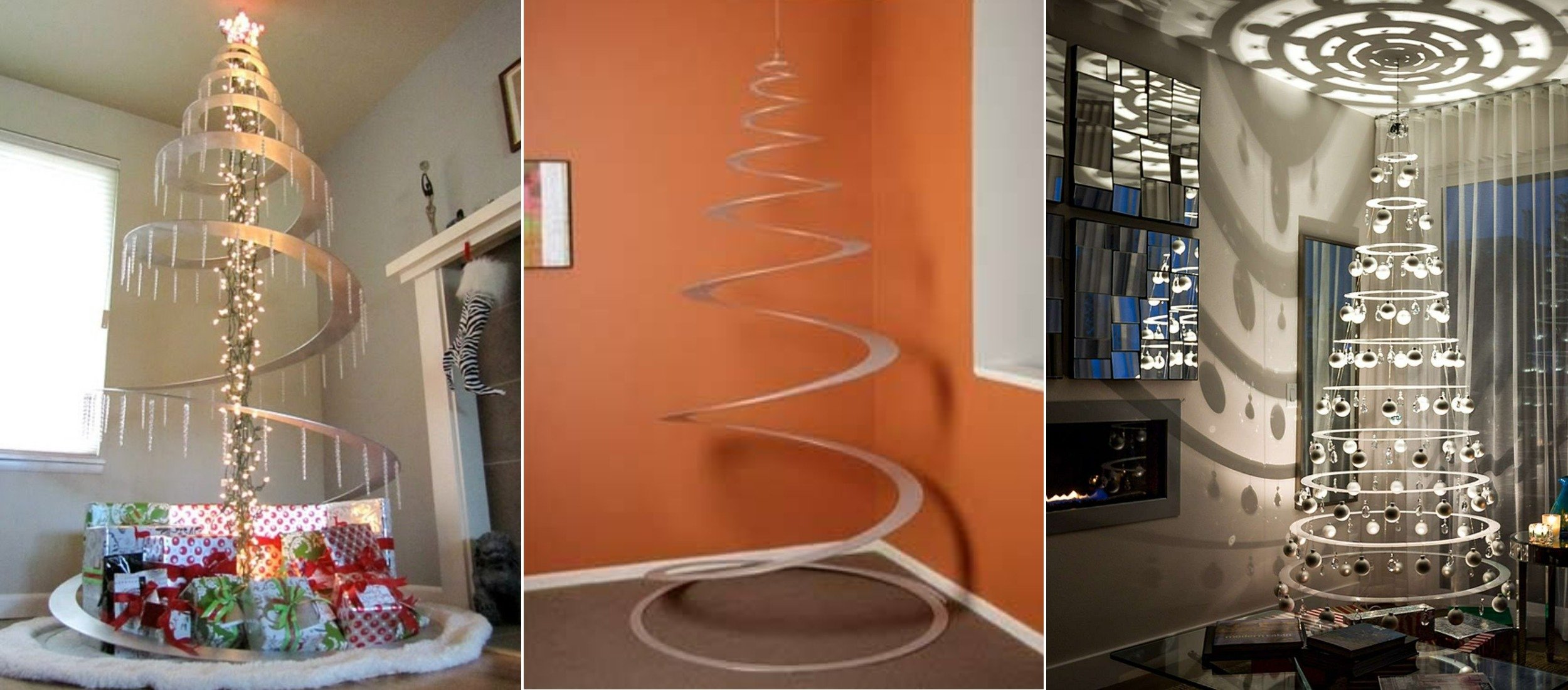 5 место — ёлки из подвесных конструкций. Это прям максимум компактности при хранении. Источники изображений: roomadness.com, in.pinterest.com, br.pinterest.com. Фото.