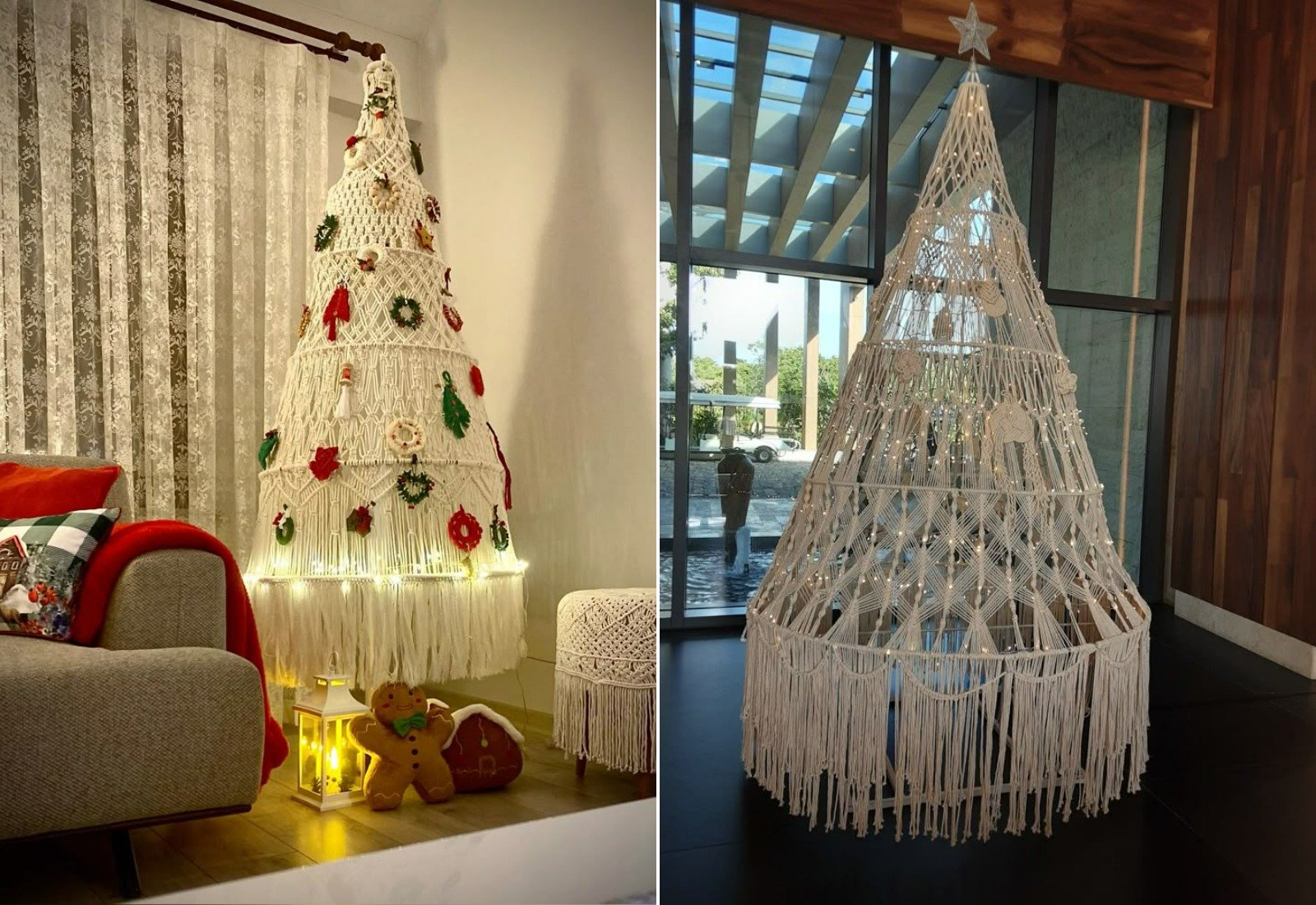 6 место — ёлки-макраме. Для творческих людей и ценителей уюта. Источники изображений: ru.pinterest.com, nz.pinterest.com. Фото.