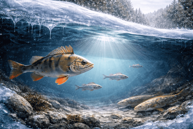 Почему рыбы не мёрзнут зимой подо льдом. Фото.