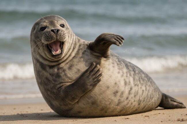 Почему тюлени хлопают себя по животу? Фото.