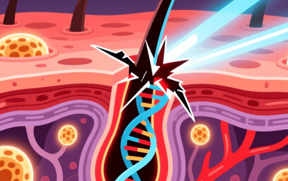 Разрушение ДНК в тканях кожи — обычное дело для пользователей соляриев. Фото.