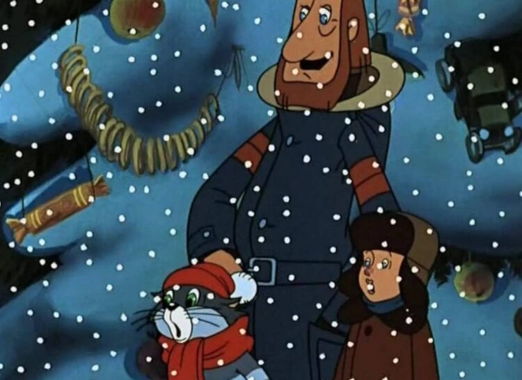 «Зима в Простоквашино» (1984). Кадр из мультфильма «Зима в Простоквашино». «Зима в Простоквашино» (1984). Кадр из мультфильма «Зима в Простоквашино». Фото.